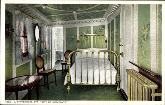 Postcard steamer City of Cleveland, interior view