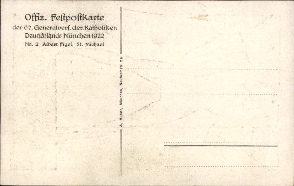 Artist Postcard Figel, Albert, Munich Bavaria, 62nd General Assembly of the Catholics 1922, St. Michael