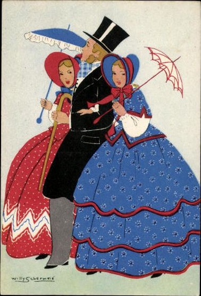 6 old Postcard series love, drawings by J. Philip Kruseman, various views