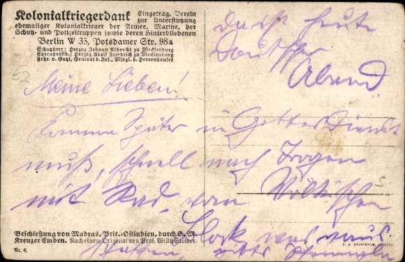 Artist Postcard Stöwer, Willy, SMS Emden bombards Madras, cruiser, Imperial Navy, I. WK