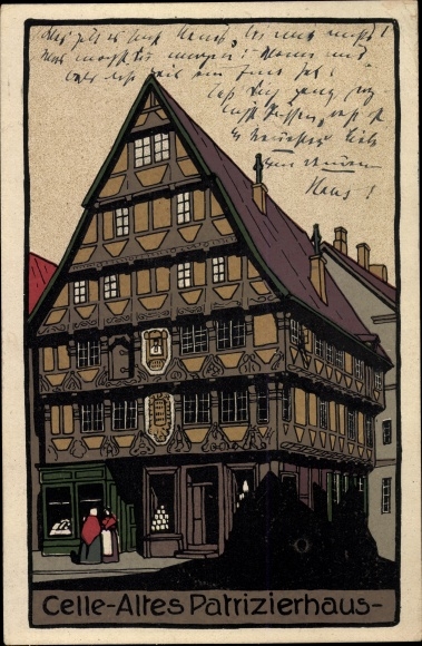 Lithography Postcard Celle in Lower Saxony, old patrician house