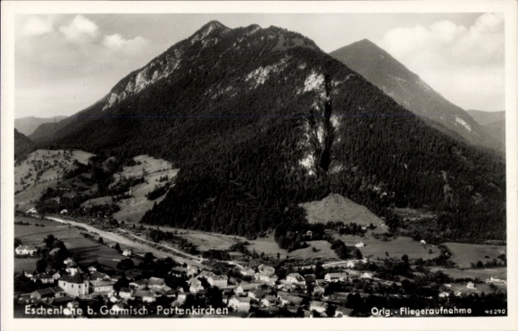 Postcard Eschenlohe in Upper Bavaria, aerial photograph