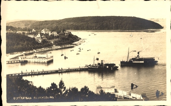 Photo Postcard Glücksburg on the Baltic Sea, bay, steamer