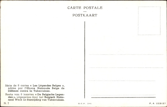 Postkaart kunstenaar Hayez, Luik Luik Wallonië, De Legende van Tchantches, Wapenschild