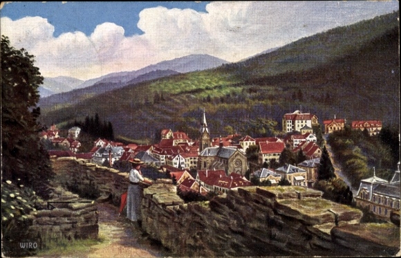 Artist Postcard Badenweiler in the Black Forest, Panorama