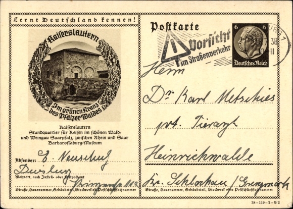 Postwaardekaart ansichtkaart Kaiserslautern in de Palts, Museum Barbarossaburg, Leer Duitsland kennen