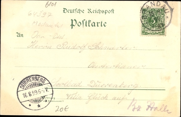 Litho Neunkirchen in het Odenwald Modautal, Gasthof zum Grüne Baum, Kaiserturm, monument, kerk