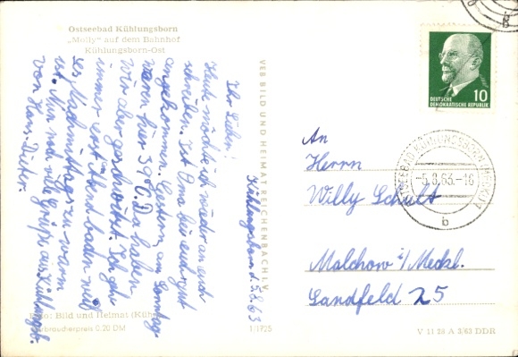 Postcard Ostseebad Kühlungsborn, East Station, track side, Molli Railway, steam locomotive