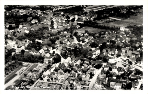 Postcard Kürzell Meißenheim Ortenaukreis, aerial photograph
