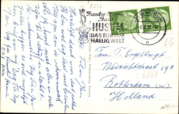 Postcard Tönning on the Eider Nordfriesland, market, hospital, port, Neustadt, Esmarch monument