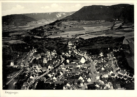 Postcard Deggingen in Württemberg, aerial photograph