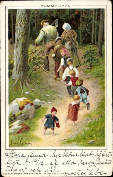 Artist Chromo-Litho Nyström, J., Tom Thumb, Fairy Tales, Forest Party, Tummelites
