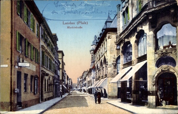 Postcard Landau in der Pfalz, Marktstraße