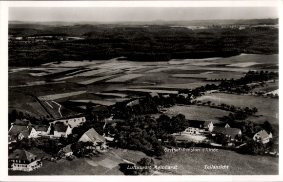 Ak Mainhardt in Württemberg, luchtfoto, Gasthof-Pension zur Linde