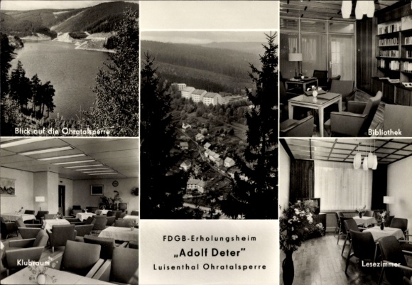 Ak Luisenthal im Thüringer Wald, Blick auf die Ohratalsperre, FDGB-Erholungsheim, Bibliothek, ...