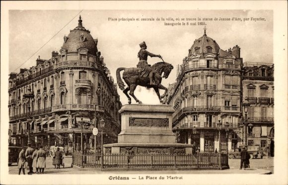 KP Orléans Loiret, pomnik Joanny d'Arc, Place du Martroi, budynek, Orlean