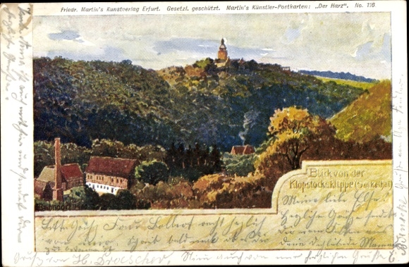 Kunstenaar Ak Martin, Meisdorf Falkenstein Harz, Klopstocksklippe, Selkethal