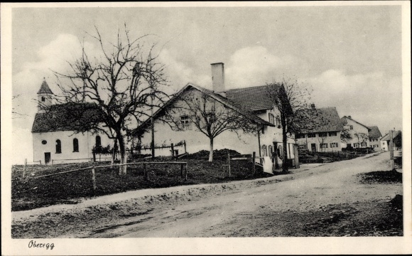 Postcard Oberegg Unteregg im Unterallgäu, town view, residential buildings, street