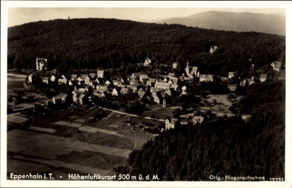 Postcard Eppenhain Kelkheim in the Taunus, aerial photograph of Eppenhain, high altitude health resort, 500 m above sea level, Lau