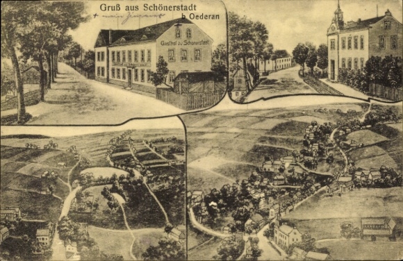 Ak Schönerstadt Oederan Sachsen, Gasthaus, Ortsansichten