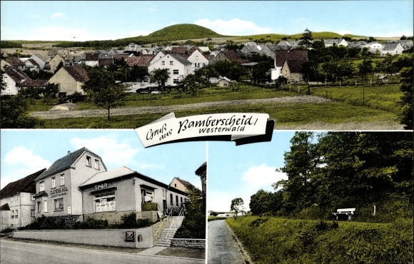 Ak Bannberscheid im Westerwald, Totale, Spar Lebensmittel Geschäft, Weg