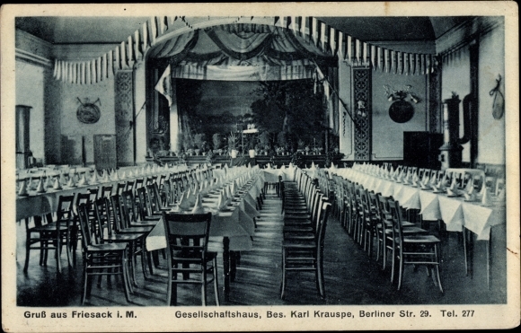 Postcard Friesack in der Mark, Gesellschaftshaus, interior view, Berliner Strasse 29
