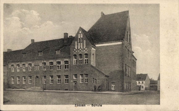 Postcard Zossen in Brandenburg, School of Architecture, black and white
