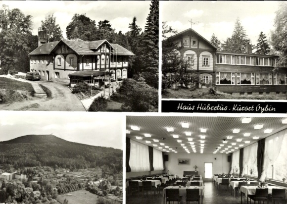 Ak Kurort Hartha Hintergersdorf Tharandt im Erzgebirge, Haus Hubertus, Fotomontage, Natur, Speise