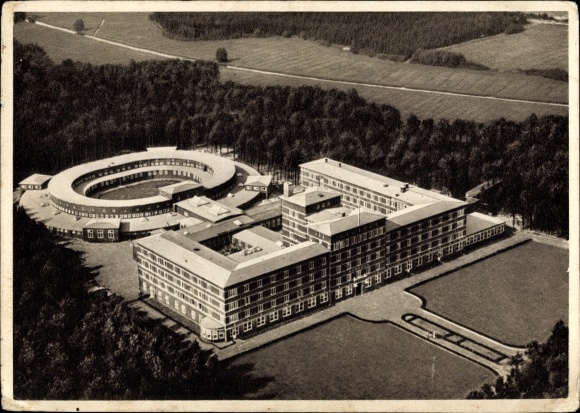 Postcard Bad Bramstedt Schleswig Holstein, New Kurhaus, aerial photo