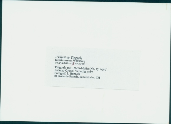 Photo exhibition L&#39;Esprit de Tinguely 2000, Jean Tinguely, Kunstmuseum Wolfsburg, Meta Matics No. 17