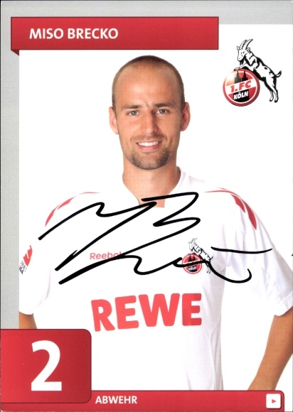 Autogrammkarte Fußballer Miso Brecko, 1. FC Köln, Autogramm