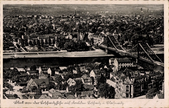 Ak Dresden Loschwitz, Blick von der Loschwitzhöhe,  Blasewitz, Schwebebahn-Gaststätte