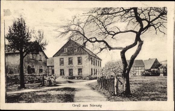 Ak Sörnzig Seelitz in Sachsen, Dorfpartie mit Gasthof Sörnzig