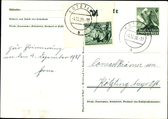 Postal stationery Postcard We thank our Führer, Sudetenland, Bohemia, Moravia, Hitler