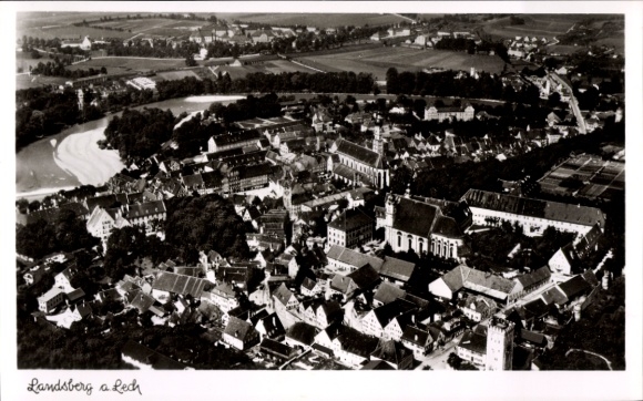 Postcard Landsberg am Lech Upper Bavaria, aerial photograph