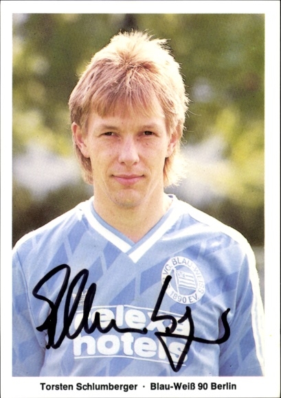 Autogrammkarte Fußballer Torsten Schlumberger, Blau Weiß 90 Berlin, Autogramm