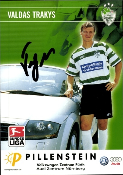 Autograph card footballer Valdas Trakys, SpVgg Greuther Fürth, autograph