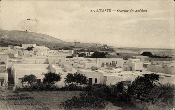 Ak Bizerte Tunesien, 22.  Häuser im andalusischen Viertel, Landschaft