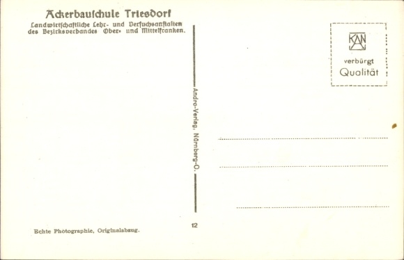 Postcard Triesdorf Weidenbach, street section at the student residence