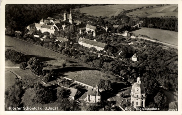 Ak Schöntal in Württemberg, Kloster Schönthal, Fliegeraufnahme