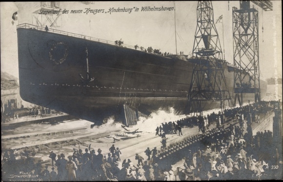 PC Wilhelmshaven in Lower Saxony, German warship, Hindenburg, cruiser, launched