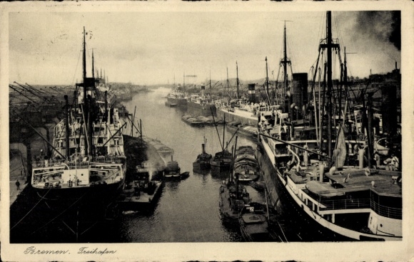 Postcard Hanseatic City of Bremen, Free Port