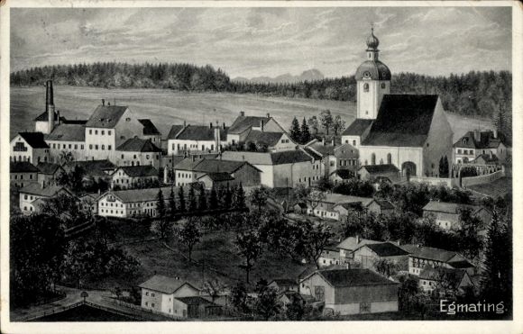Ak Egmating Oberbayern, Kirche, Häuser