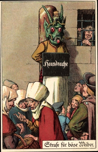 Artysta lito Jodolfi, kara dla złych kobiet, domowy smok, smocza maska, wstydliwy słupek