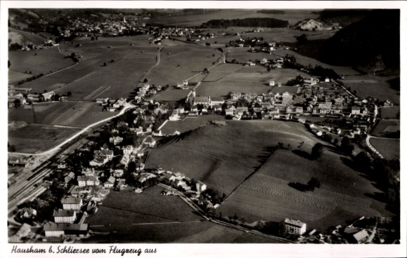 Postcard Agatharied Hausham in Upper Bavaria, aerial photograph