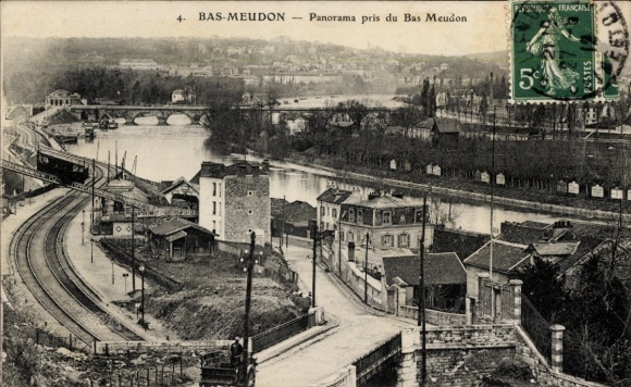 Ak Bas Meudon Hauts de Seine, Panorama pris du Bas Meudon