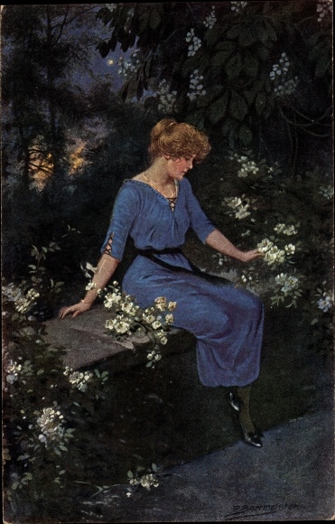 Artist PC Borrmeister, R., oblivious to the world, woman in a blue dress