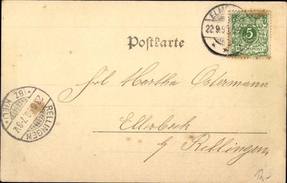 Postcard Seestermühle on the Elbe, school, castle, establishment Höllmann