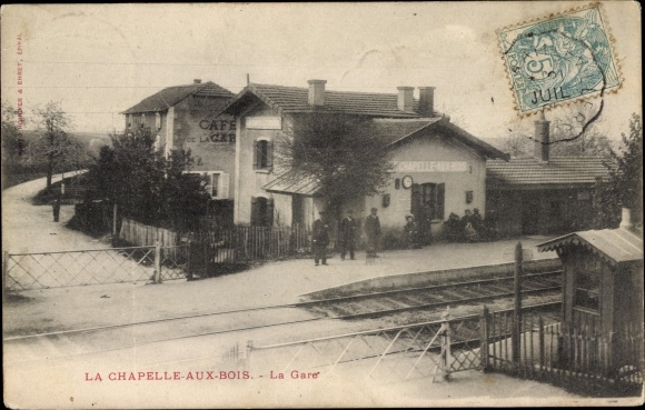 Postcard La Chapelle aux Bois Lothringen Vosges, The Train Station