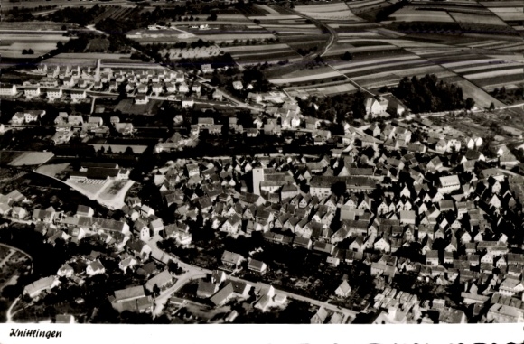 Postcard Knittlingen in Württemberg, aerial view of many houses to see